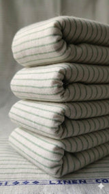 Pista Green Stripes on White  60 lea Premium Cotton Linen Fabric