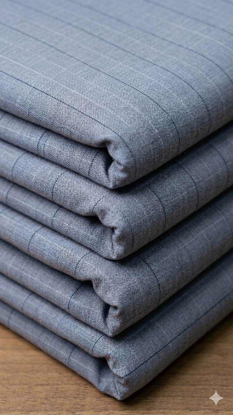 Black Stripes on Blueish Grey  60 lea Premium Cotton Linen Fabric