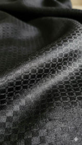 Black jacquard  intricate Square pattern and silk texture Cotton Fabric