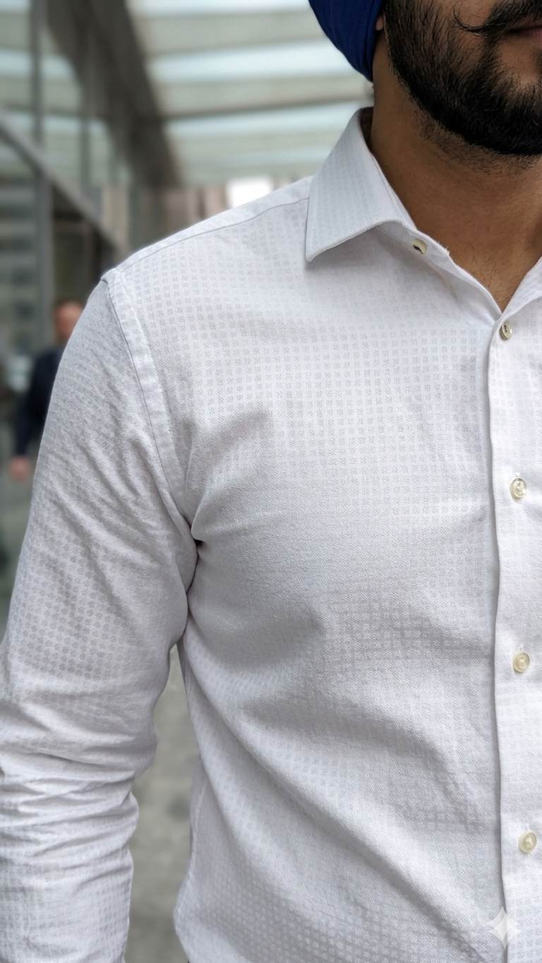 White jacquard  intricate Square pattern and silk texture Cotton Fabric