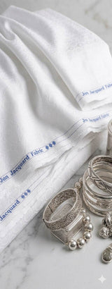 White jacquard  intricate Drop pattern and silk texture Cotton Fabric