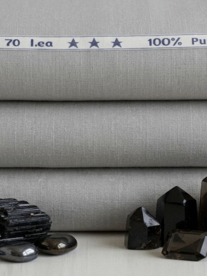 Grey 100% Pure Cotton Linen Fabric (70 lea)
