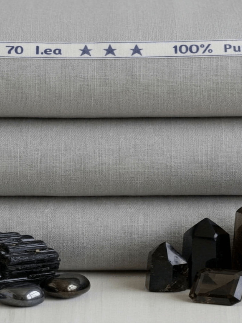 Grey 100% Pure Cotton Linen Fabric (70 lea)