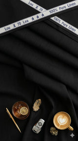 Black 100% Pure Cotton Linen Fabric (70 lea)