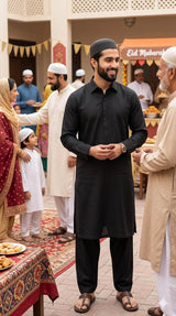 Black 100% Pure Cotton Linen Fabric (70 lea)