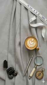 Grey 100% Pure Cotton Linen Fabric (70 lea)