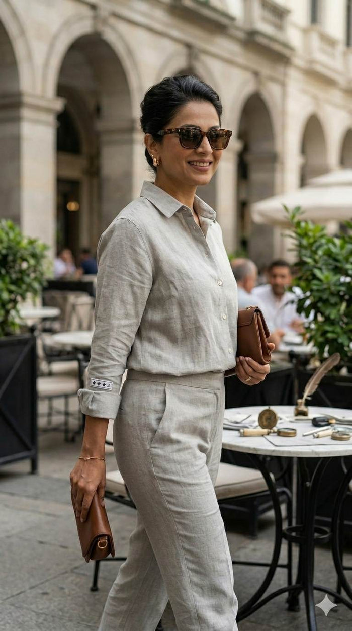 Grey 100% Pure Cotton Linen Fabric (70 lea)