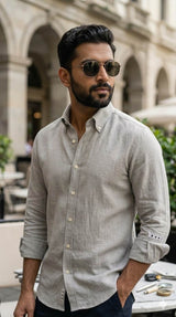Grey 100% Pure Cotton Linen Fabric (70 lea)