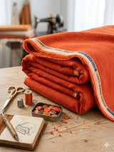 BRICK RED 100% Pure Natural Linen Fabric (0% Cotton)