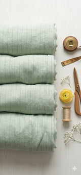 Mint Green pinstripe Premium Cotton Linen Fabric