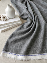Charcoal Grey Melange with off White texture Cotton Linen