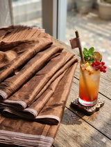 Copper-Brown Plain Chanderi Silk Fabric