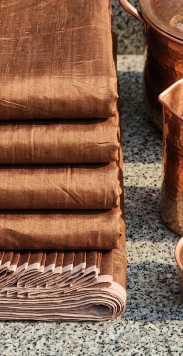 Copper-Brown Plain Chanderi Silk Fabric