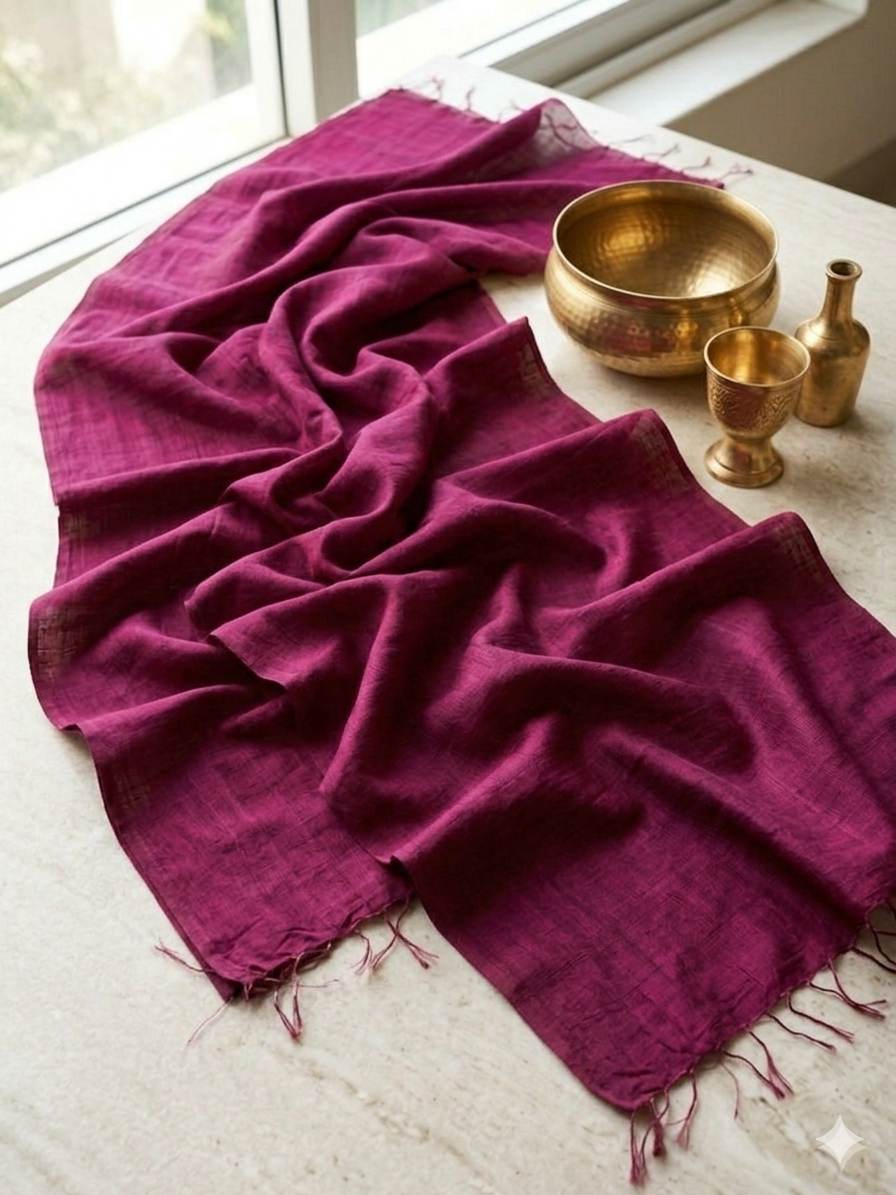 Dark Megenta Pink(Rani)Plain Chanderi Silk Fabric