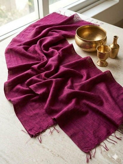 Dark Megenta Pink(Rani)Plain Chanderi Silk Fabric