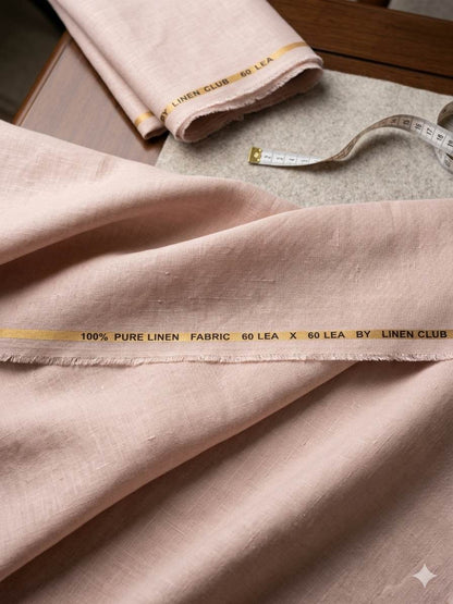Baby Peach Colour 100% Pure Natural Linen Fabric (0% Cotton)