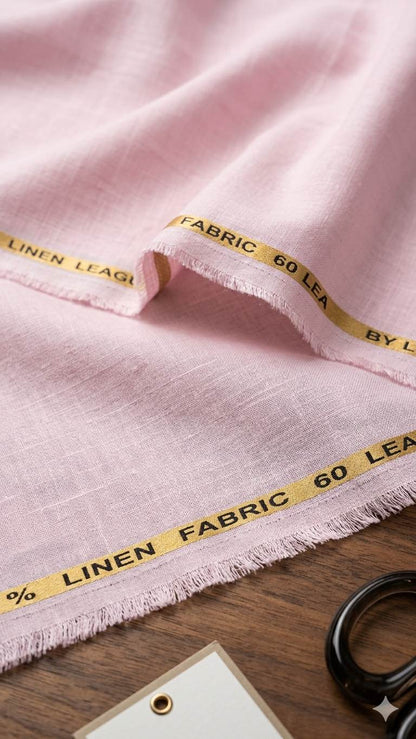 Baby Pink 100% Pure Natural Linen Fabric (0% cotton)