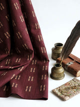 Maroon with Windopane Blocks Motif jacquard pure cotton fabric