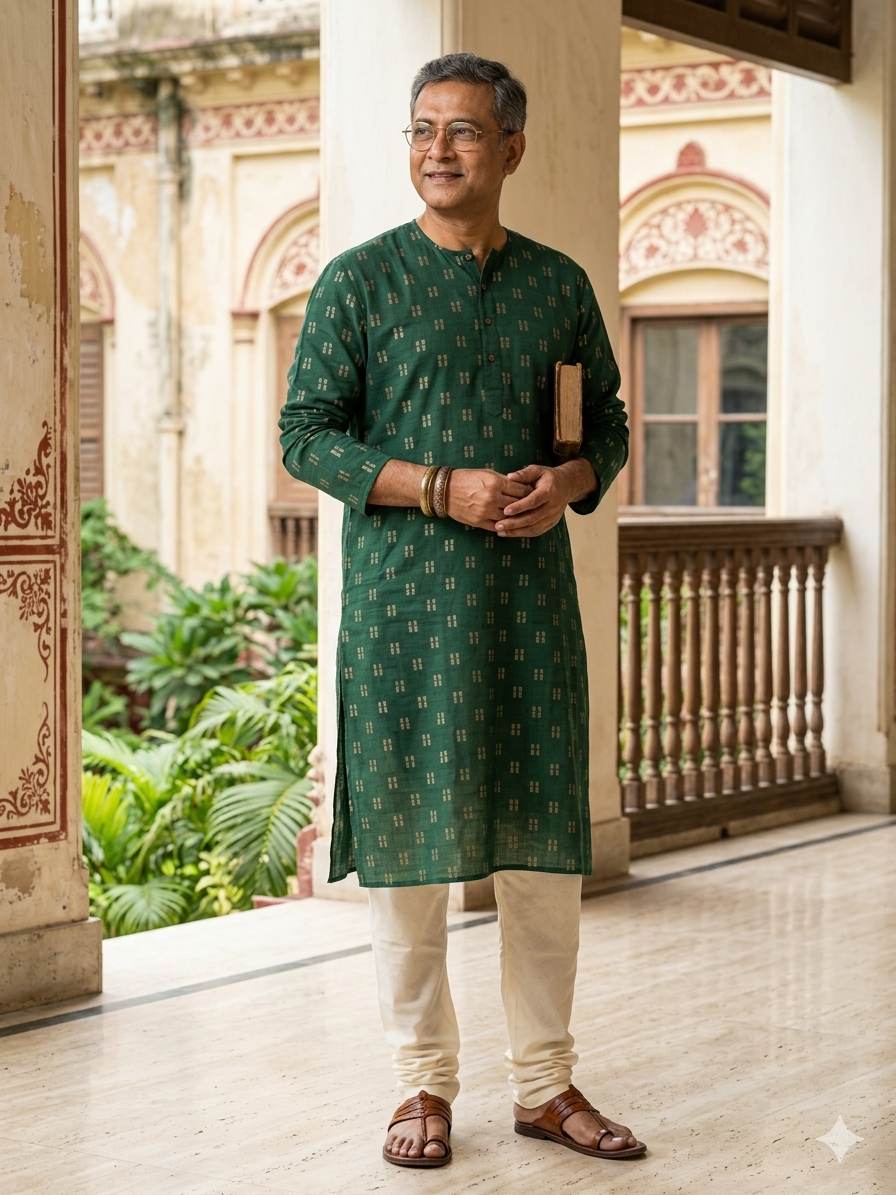 Bottle Green with Windopane Blocks Motif jacquard pure cotton fabric