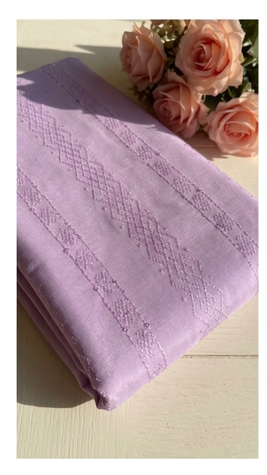 Dusty lilac with matching thread &  seq Embroidery work Fabric