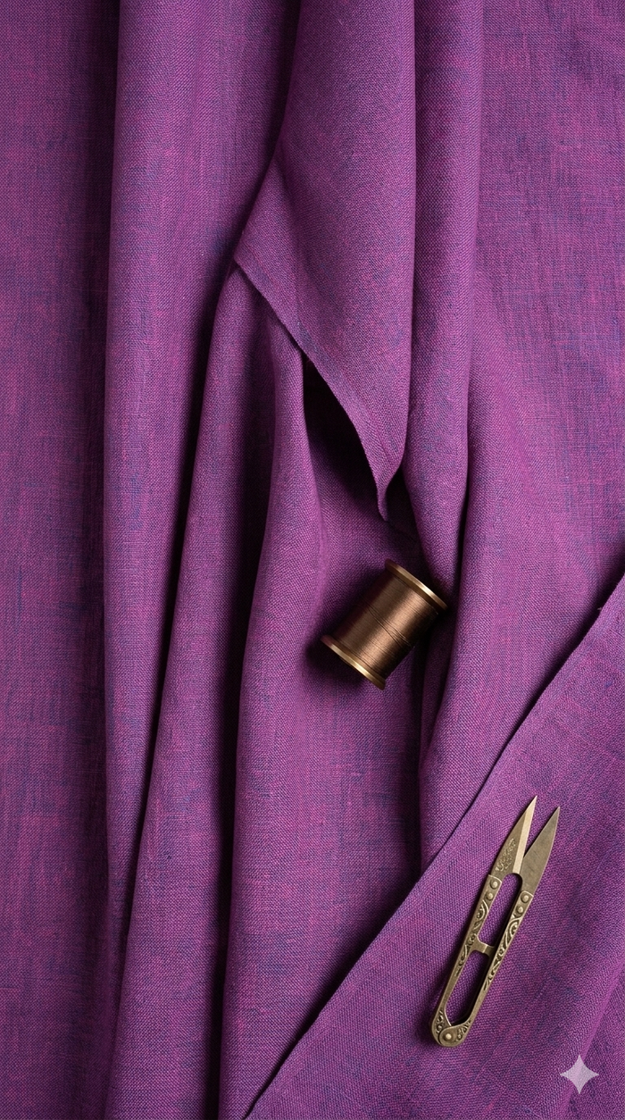 Magenta Blue Two Tone Premium Linen Fabric