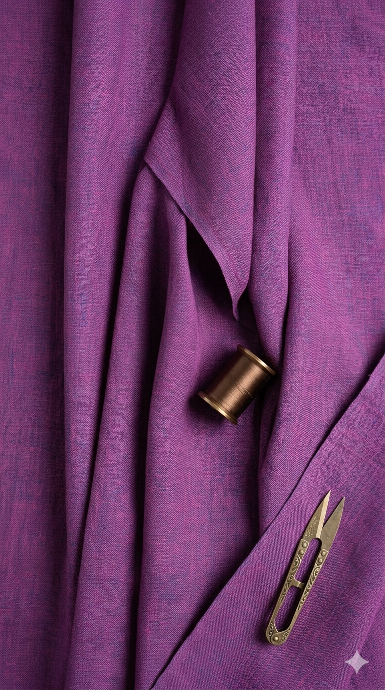 Magenta Blue Two Tone Premium Linen Fabric