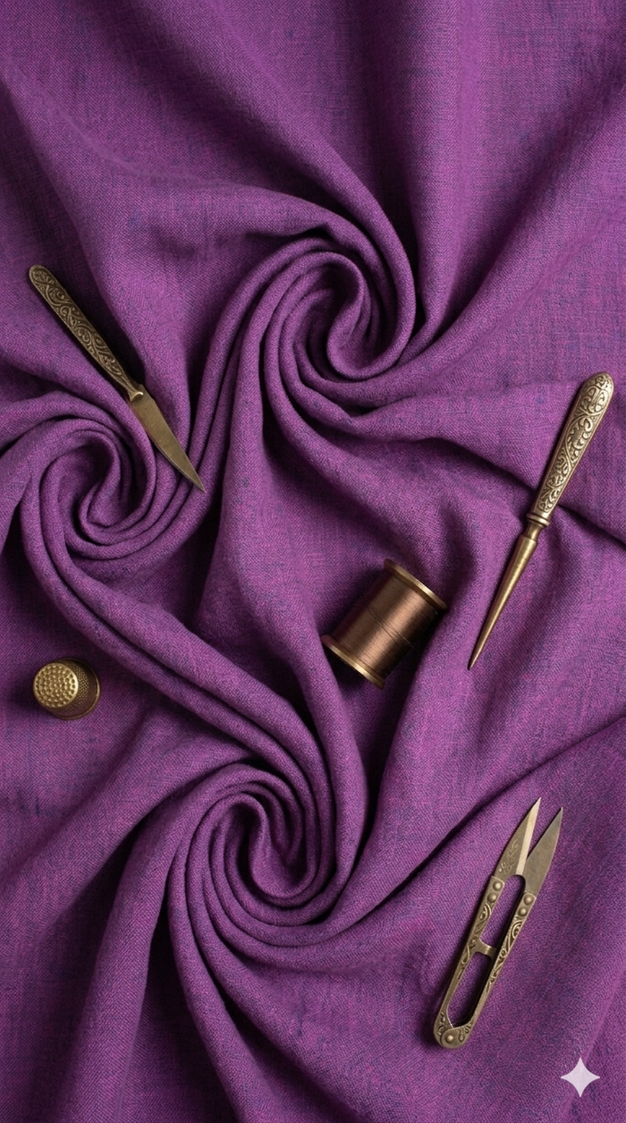 Magenta Blue Two Tone Premium Linen Fabric