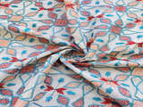 White Multicolour Floral Kantha Embroidered Chanderi Fabric