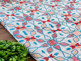 White Multicolour Floral Kantha Embroidered Chanderi Fabric