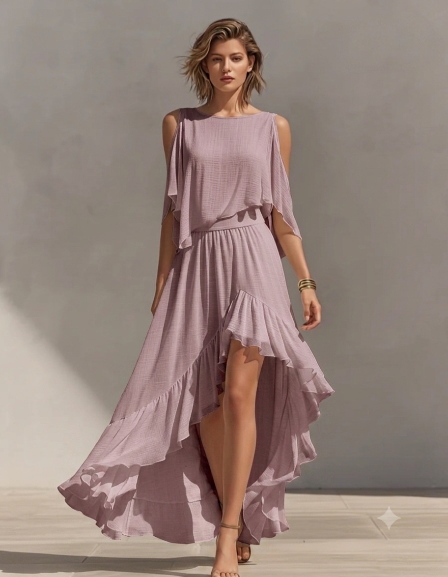 Dusty Rose/Mauve  Mul Chanderi Fabric (Big Width)
