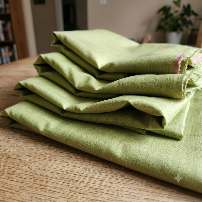 Premium Glossy Chanderi Silk-Cotton Blend Shirting Fabric – Soft Sage Green