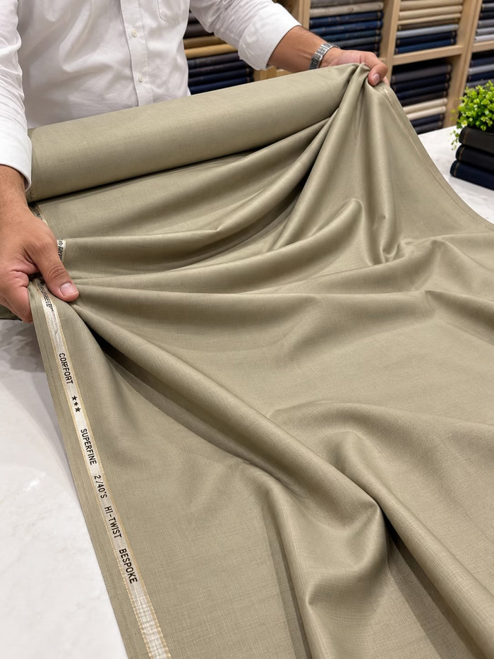Imported Korean  SILKY Terry Wool by Johan & Martin – Wrinkle-Free Premium KHAKI-BEIGE  Suiting Fabric