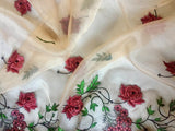 Off White Flower Design 1 Embroidered Organza Fabric