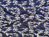 Navy Blue White Floral Chikankari Embroidered Georgette Fabric