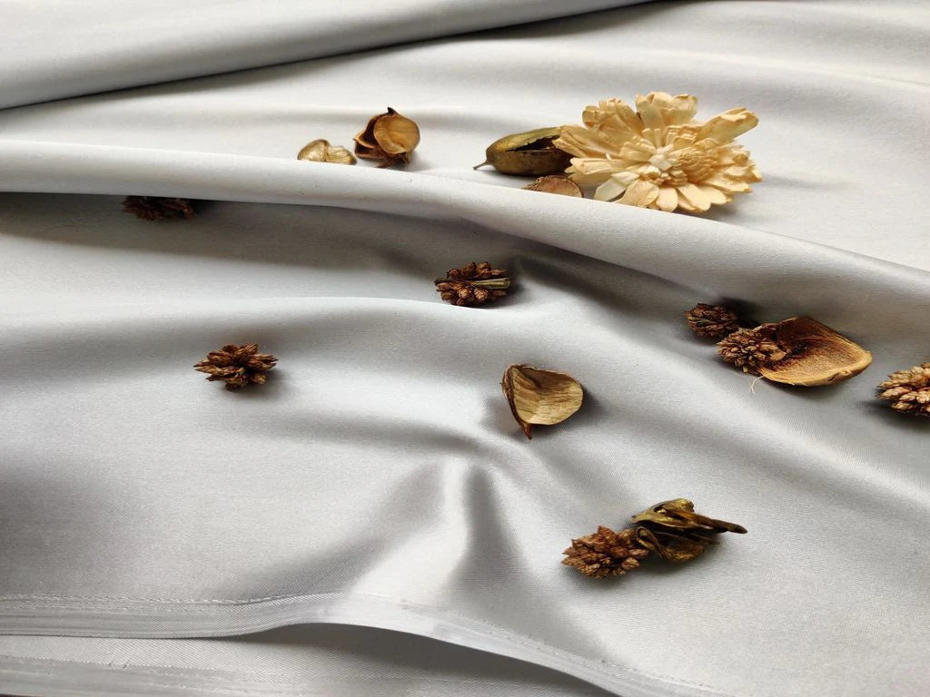 Silver Plain High Shine Satin Fabric