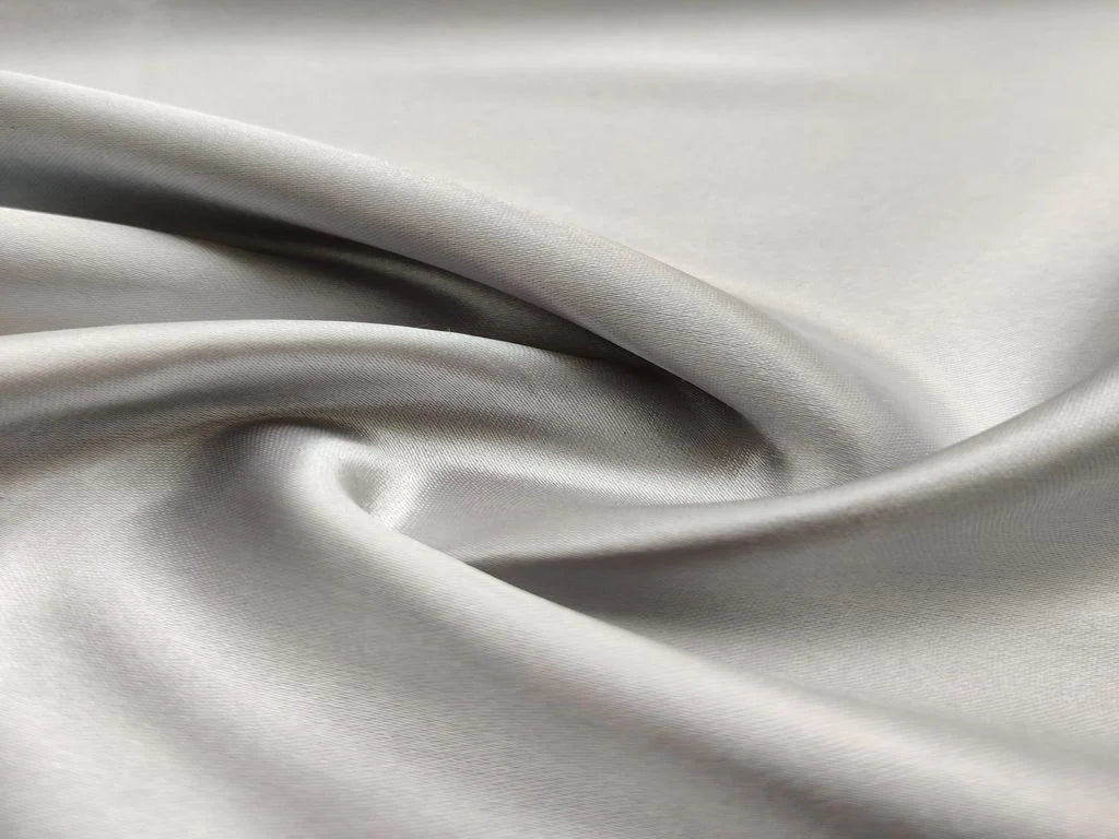 Silver Plain High Shine Satin Fabric
