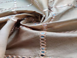 Golden Silver Mirror Work Geometric Embroidered Taffeta Silk Fabric