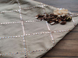 Golden Silver Mirror Work Geometric Embroidered Taffeta Silk Fabric