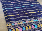 Blue Multicolour Thread Work Abstract Embroidered Velvet Fabric