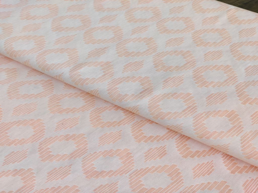 Peach Geometric Brasso Self Textured Cotton Fabric