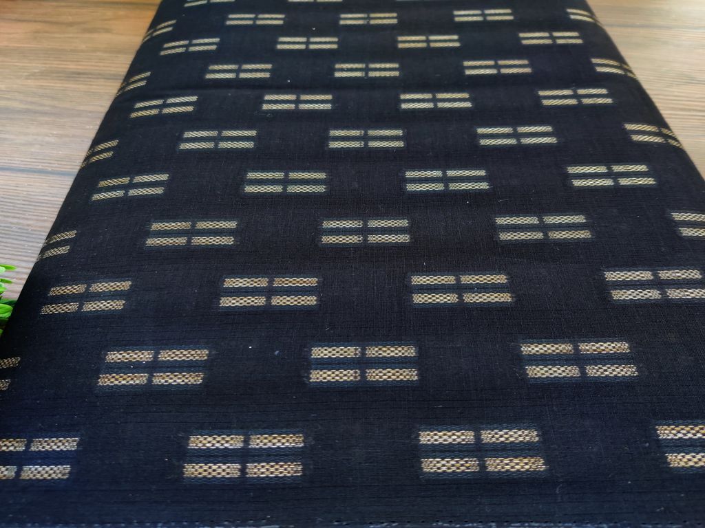 Black Golden Self Weaved Geometric Cotton Fabric