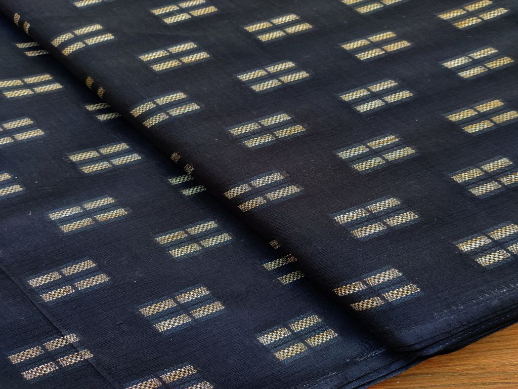 Black Golden Self Weaved Geometric Cotton Fabric