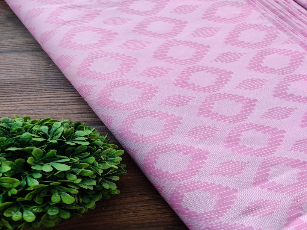 Pink Self Geometric Brasso Cotton Fabric