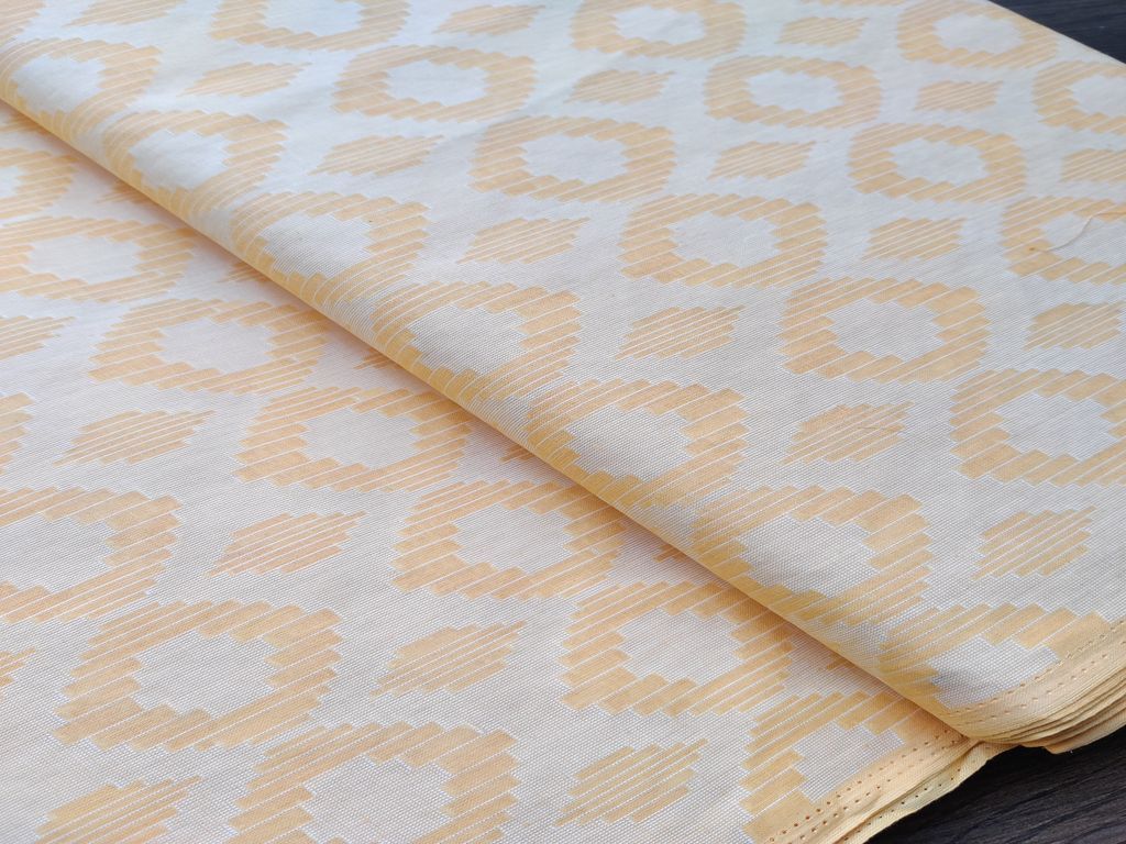 Yellow Self Geometric Brasso Cotton Fabric