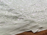 Mint Green White Paisleys Embroidered Chanderi Fabric