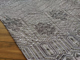 Gray Geometric Floral Mirror Work Embroidered Satin Fabric