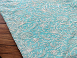 Sky Blue Floral Paisleys Lakhnawi Embroidered Pure Georgette Fabric