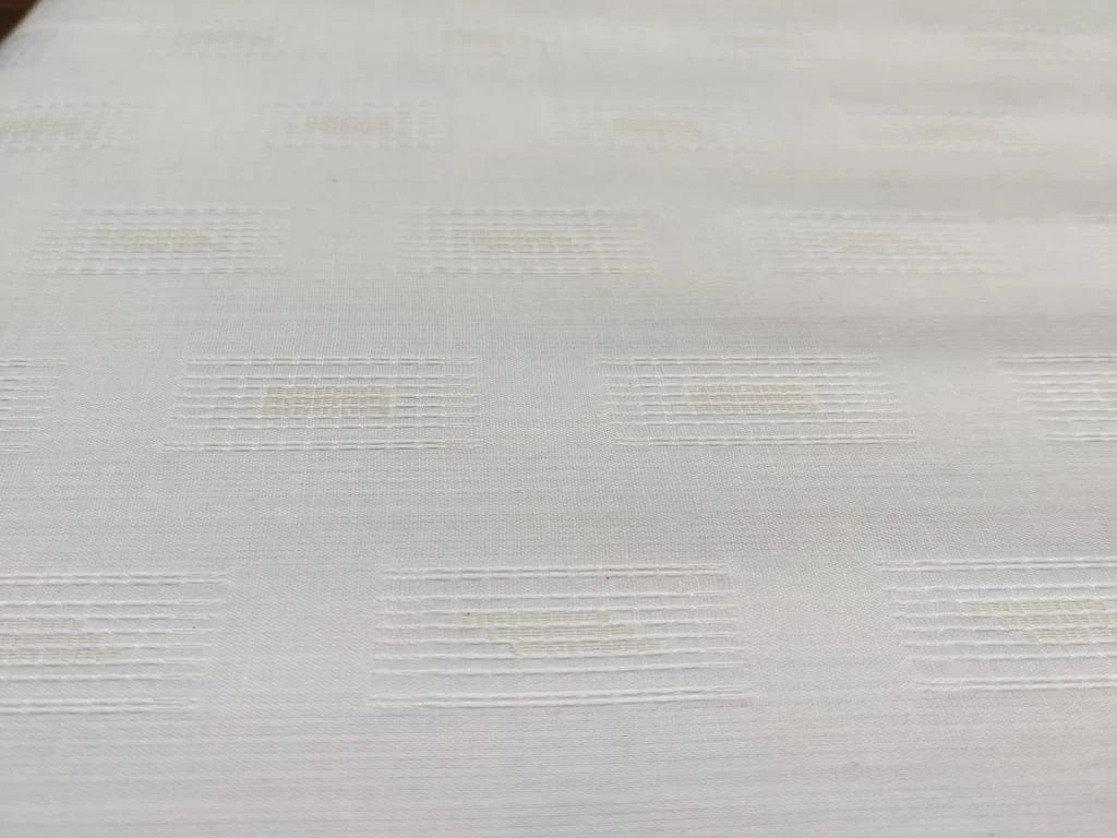 White Geometric Self Pattern Cotton Fabric