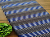 Blue Black Self Stripes Rayon Fabric