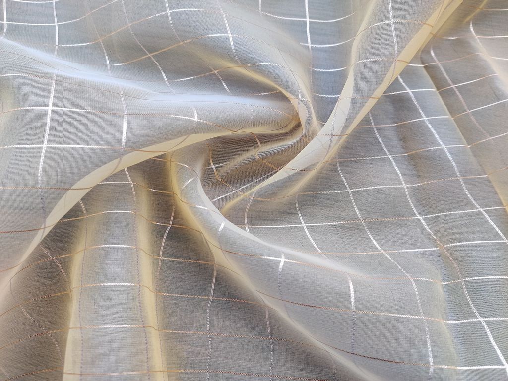 Yellow golden weaved checks organza